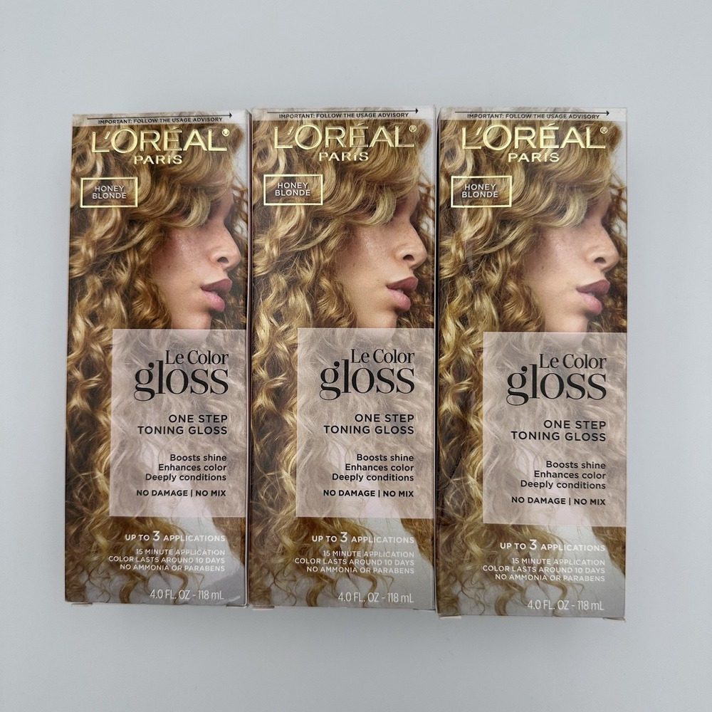 L'Oreal Paris Le Color Gloss One Step Toning Honey Blonde Boosts Shine‎ 3 Boxes